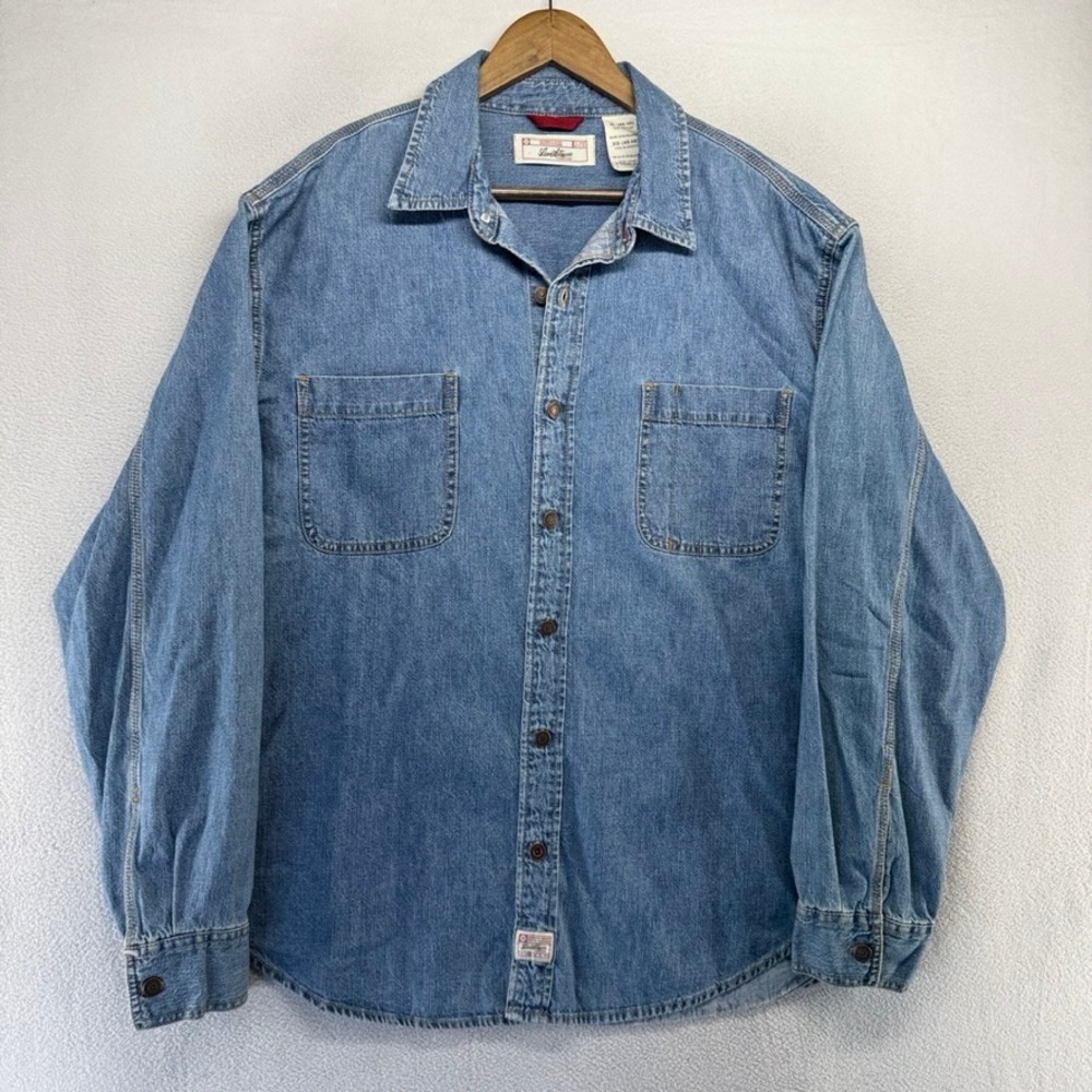 Vintage Levis Denim Shirt Men's XL Blue Metal Buttons Pockets Thick Cowboy y2k